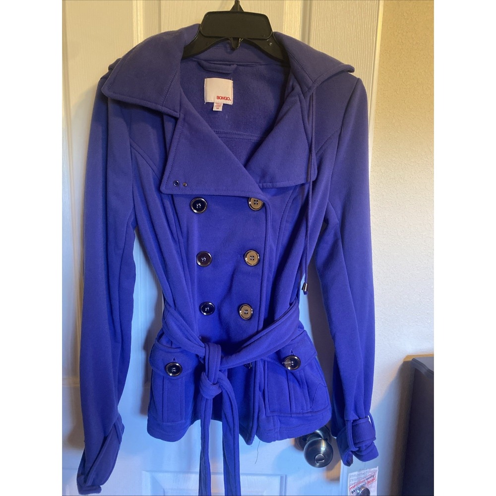 Bongo purple Trench Coat Double Breasted Belt Waist Womens Size Medium